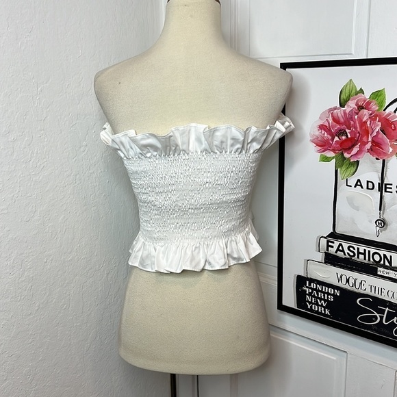 Maggie Marilyn White Cotton Ruffled Tube Top - Picture 3 of 7